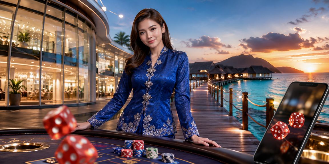 Permainan dadu dan slot bernuansa Sabah dengan baju kurung tradisional